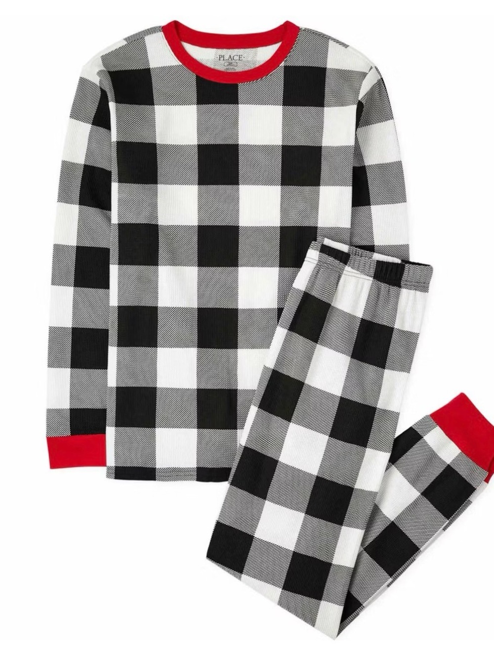Hanna Andersson Black and White Buffalo Plaid Pajama Set with Red Trim